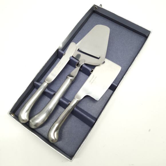 Vtg Oxford Hall Stainless Cheese Cutter Server Set 3pc Charcuterie MCM Japan - Picture 3 of 5